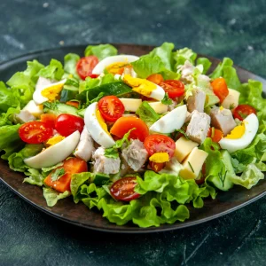 Traditional farmer's salad with vegetables and feta