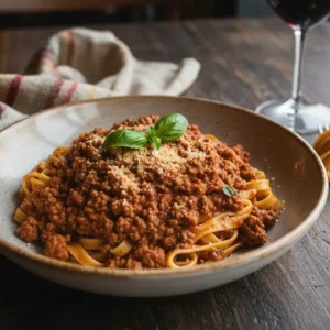 Bolognese pasta with meat sauce