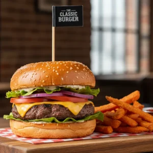 Cheeseburger single with cheese and beef patty