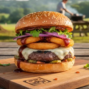 Chicken nuggets burger with crispy nuggets