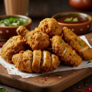 Crispy chicken pakora pieces