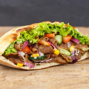 Döner sandwich with rotating spit meat