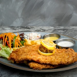 Rotating spit meat schnitzel