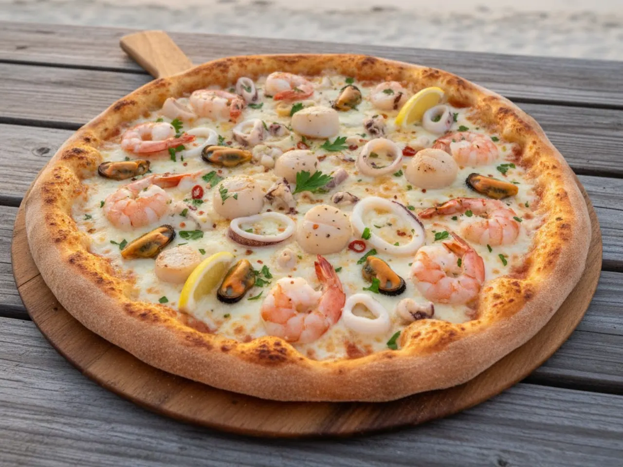 Meeresfrüchte Pizza