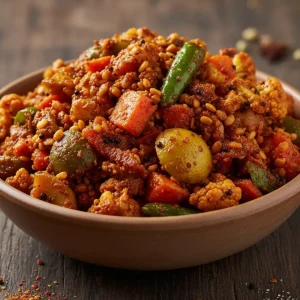 Mixed achar spicy pickled vegetables