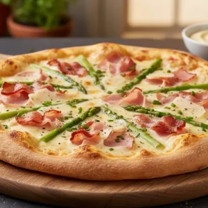 Pizza Hollandaise with hollandaise sauce
