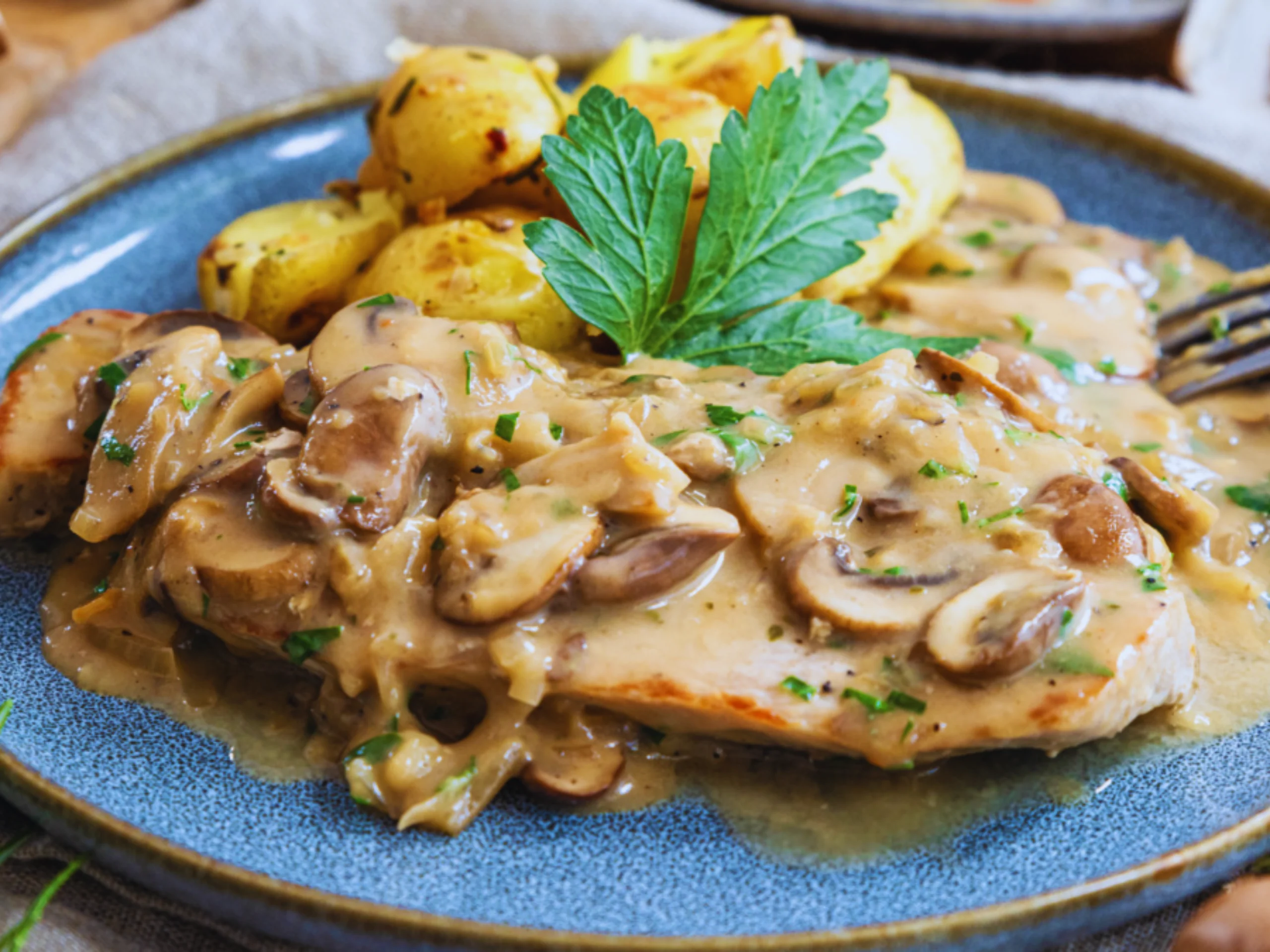 Zwiebel Champignons Schnitzel